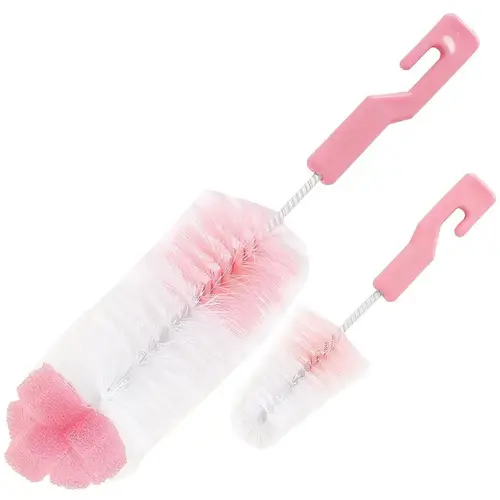 Kit Escova Mamadeira Com Esponja Pimpolho Cor Rosa