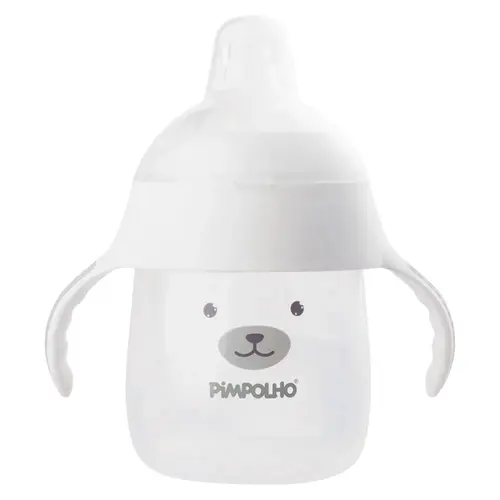 Copo De Treinamento Urso Com Alça E Tampa 240Ml Pimpolho Cor Branca