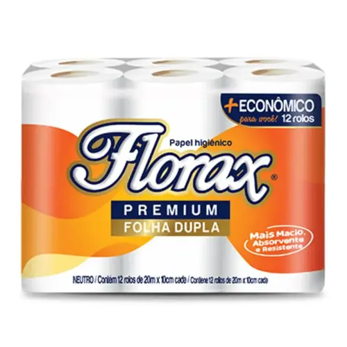 Papel Higiênico Florax Premium Folha Dupla 20 Metros 12 Unidades