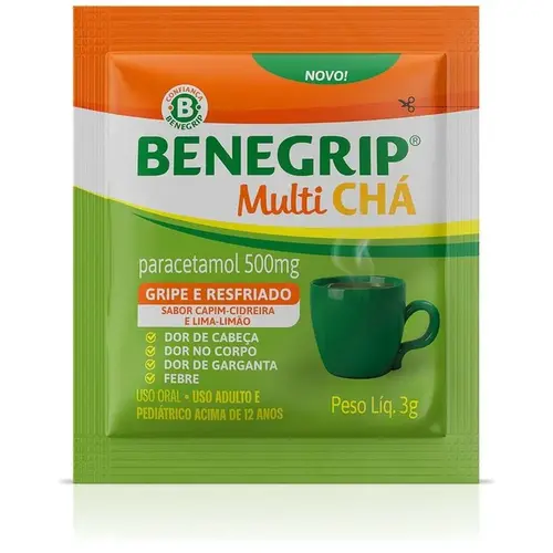 Benegrip Multi Chá Sabor Cidreira E Limão 1 Envelope