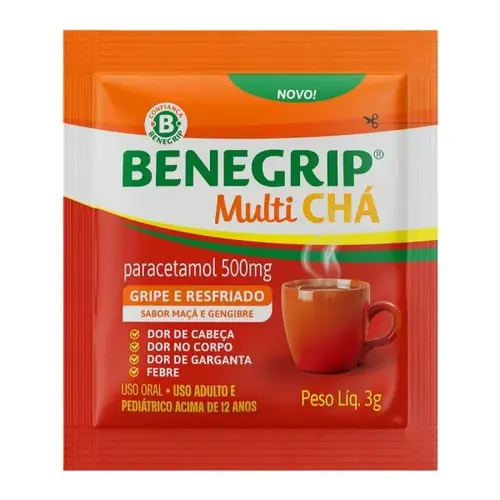 Benegrip Multi Chá Sabor Maça E Gengibre 1 Envelope