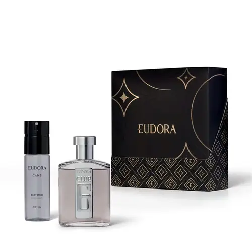 Kit Perfume Masculino Eau De Colônia Eudora Club6 95Ml + Body Splash 100Ml