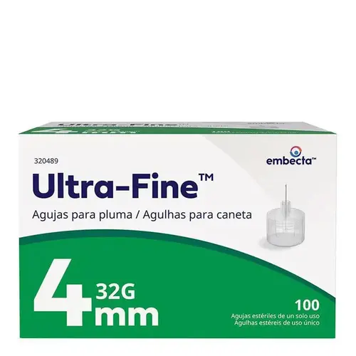 Agulha Descartável Para Caneta Ultra Fine 4mm 100 Unidades