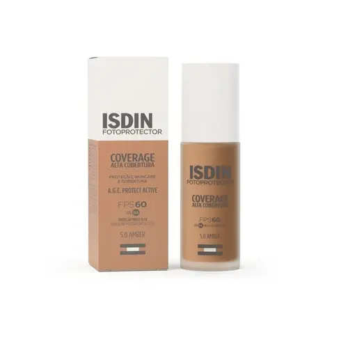 Protetor Solar Facial De Alta Cobertura Isdin Coverage 5.0 Amber FPS 60 30g