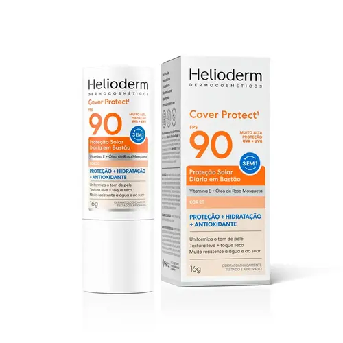 Protetor Solar Facial Em Bastão Stick Helioderm Cover Protect Fps90 Cor 20 16g