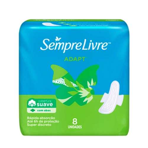 Absorvente Sempre Livre Adapt Suave Com Abas 8 Unidades