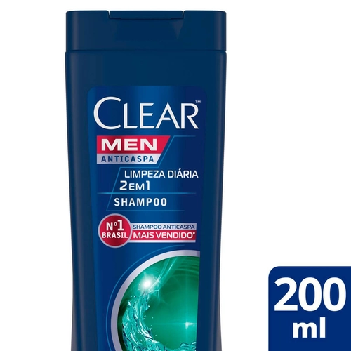 Shampoo Clear Anticaspa Men Limpeza Diária 2 em 1 200ml