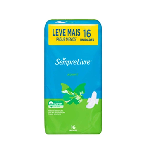 Absorvente Sempre Livre Adapt Suave Com Abas 16 Unidades