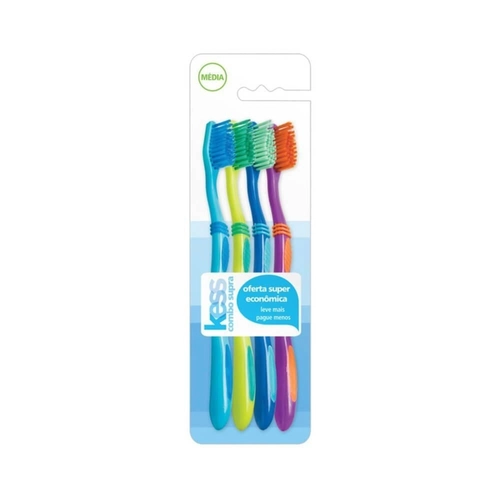 Kit Escova Dental Kess 2017 Supra 4 Unidades Média