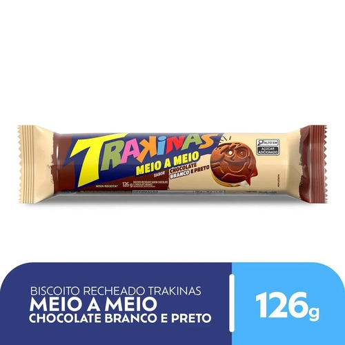 Biscoito Recheado Trakinas Chocolate Branco 126G