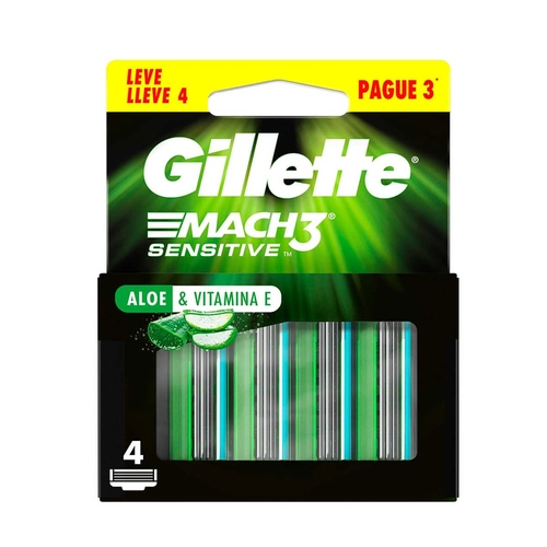 Carga Para Aparelho de Barbear Gillette Mach3 Sensitive 4 Unidades