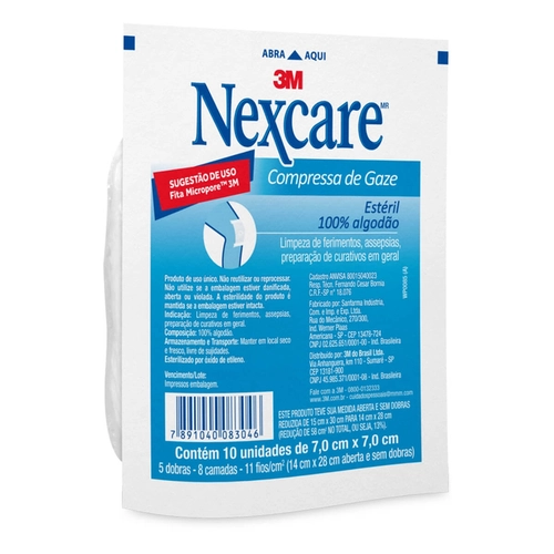 Compressa Gaze 7X7Cm Nexcar Esteril 10Un