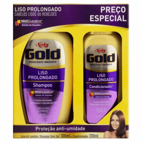 Kit Niely Gold Liso Água Termal Shampoo 300ml + Condicionador 200ml