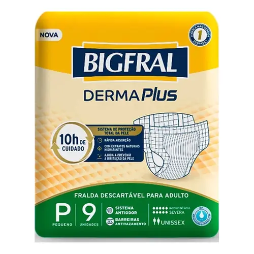 Fralda Bigfral Derma Plus P Ad 9Un