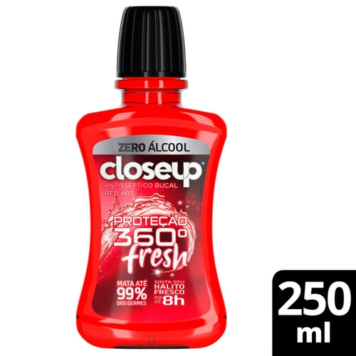 Enxaguante Antisséptico Bucal Closeup Red Hot Fresh Sem Alcool 250ml