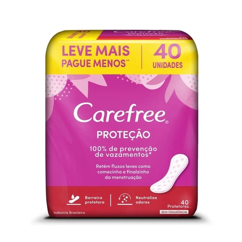 Protetores Diários Carefree Proteção Sem Perfume 40 Unidades