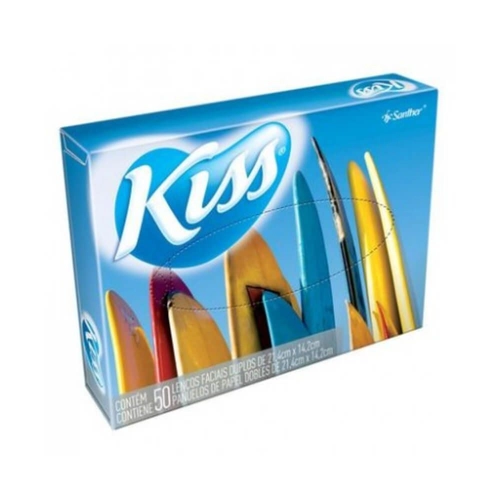 Lenço de Papel Kiss Folha Dupla Com 50 Unidades