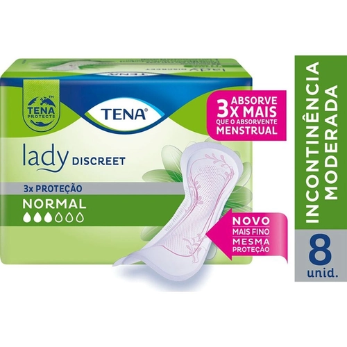 TENA ABSORVENTE LADY DISCREET NORMAL 8 UNIDADES
