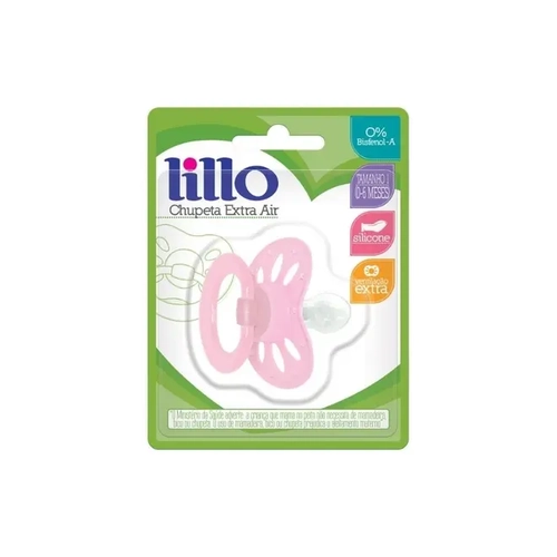 Chupeta Extra Air Lillo Cor Leve Anatômica Silicone 0 a 6 meses Rosa