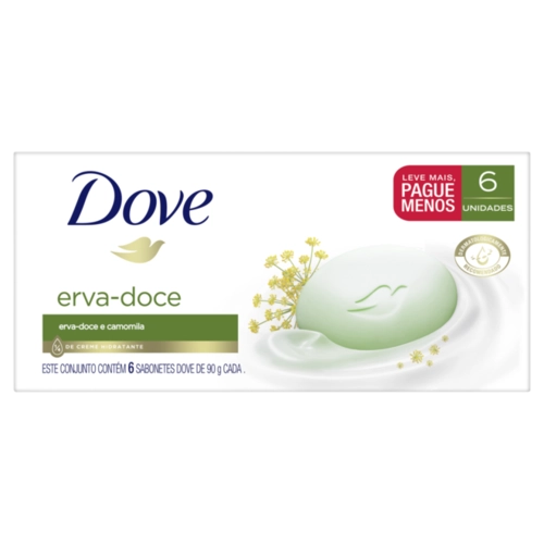 Kit Sabonete em Barra Dove Erva Doce 90G 6 Unidades