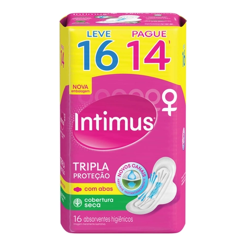 Absorvente Intimus Tripla Proteção Seca Com Abas 16 Unidades