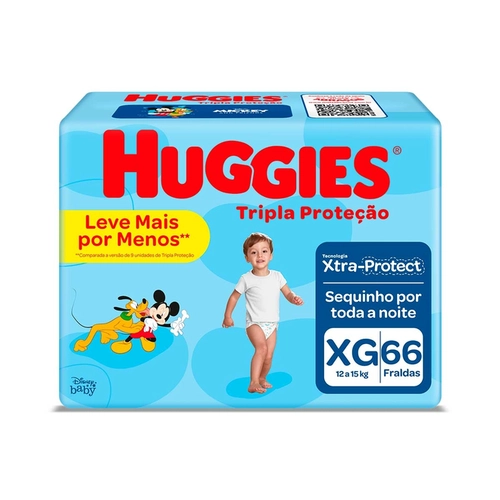 Fralda Huggies Hiper Tripla Proteção Xg 66 Unidades