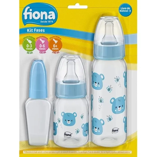 Fiona Mamadeira Kit 807421 50+120+240Ml Azul