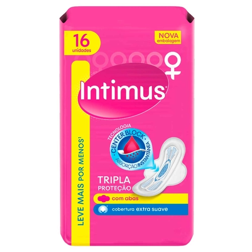 Absorvente Intimus Tripla Proteção Suave Com Abas 16 Unidades