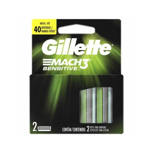 Carga Para Aparelho de Barbear Gillette Mach3 Sensitive 2 Unidades