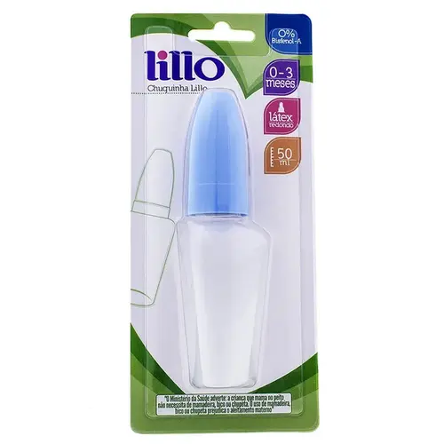 Mamadeira Lillo Chuquinha Bico Redondo 0 a 3 meses Azul 50ml