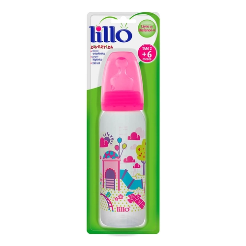 Mamadeira Lillo Divertida 6 meses+ Bico Anatômico Menina 240ml