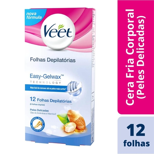 Folhas Depilatórias Axilas e Virilha Veet Peles Delicadas Pure & Fresh 16 Unidades