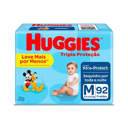 Fralda Huggies Hiper Tripla Proteção M 92 Unidades