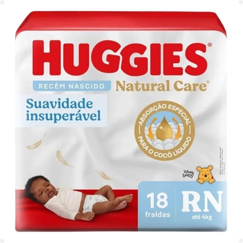 Fralda Huggies Rn Natural Care 18 Unidades até 4kg