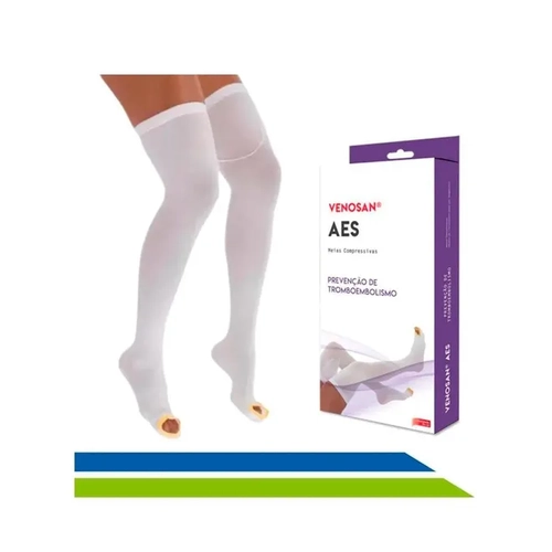 Meia Venosan Aes Meia Coxa 18Mmhg G Pé Aberto Branca
