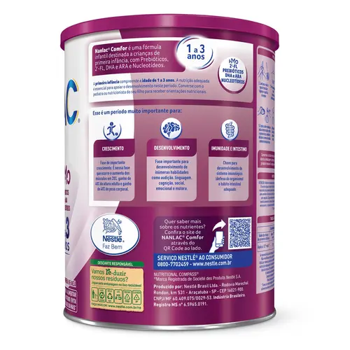 Formula Infantil Nanlac Comfor 1 A 3 Anos 800G