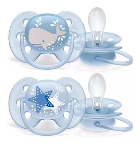 Kit Chupeta Philips Avent Ultra Soft 6 a 18 Meses Baleia/Estrela 2 Unidades