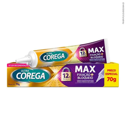 Fixador De Dentadura Creme Ultra Corega Sem Sabor 70G