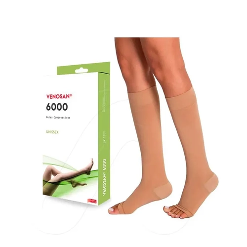 Meia Venosan 6000 Meia Coxa 30-40 M Pé Aberto Bege
