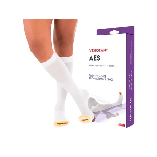 Meia Venosan Aes Panturrilha 18Mmhg G Pé Aberto Branca