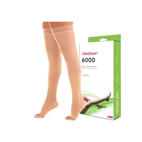 Meia Venosan 6000 Meia Coxa 20-30 G Pé Aberto Bege