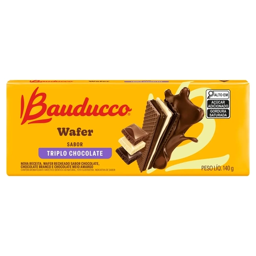 Biscoito Wafer Bauducco Triplo Chocolate 140G