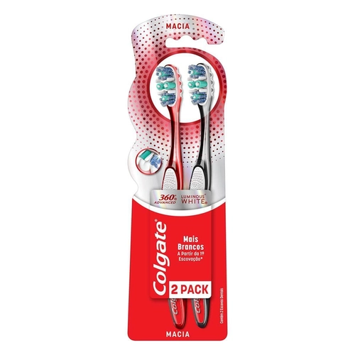 Kit Escova Dental Colgate 360° Luminous White 2 Unidades