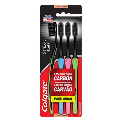 Kit Escova Dental Colgate Slim Soft Black 4 Unidades