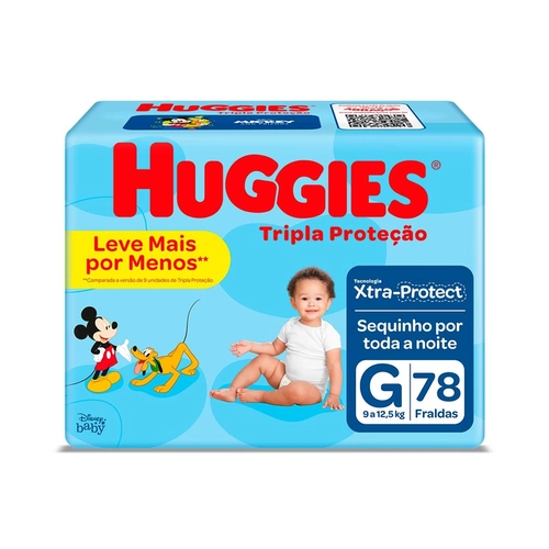 Fralda Huggies Hiper Tripla Proteção G 78 Unidades