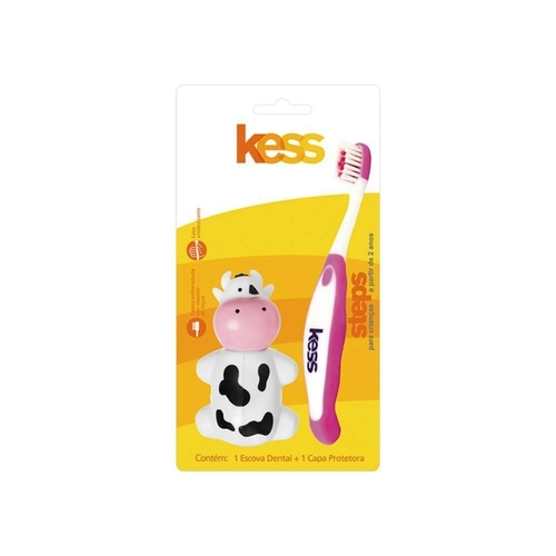 Escova Dental Infantil Kess 2037 Steps 1 com Protetor de Cerdas Extra Macia
