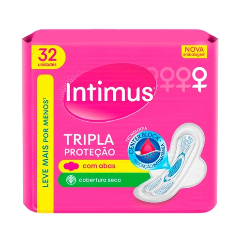 Absorvente Intimus Tripla Proteção Seca Com Abas 32 Unidades