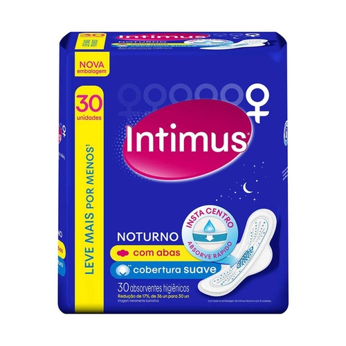 Absorvente Intimus Noturno Suave Com Abas 30 Unidades