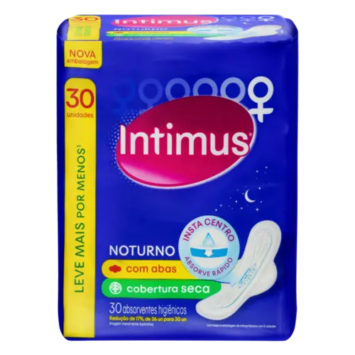 Absorvente Intimus Noturno Seca Com Abas 30 Unidades