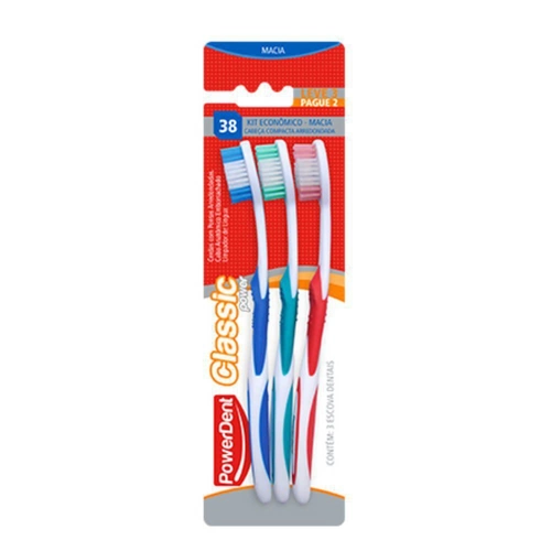 Escova Dental Powerdent Lv3Pg2 Classic/Essential Macia